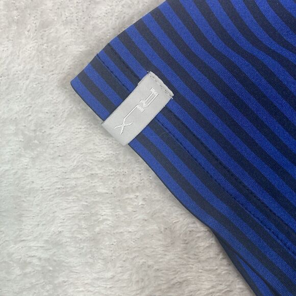 Ralph Lauren RLX Polo Mens Large Blue Black‎ Striped Golf Performance Wicking - Picture 2 of 5